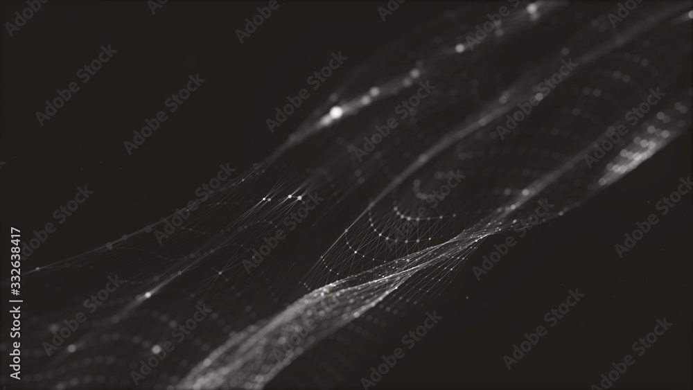 Poster abstract polygonal space low poly dark background with connecting dots and lines. connection structu