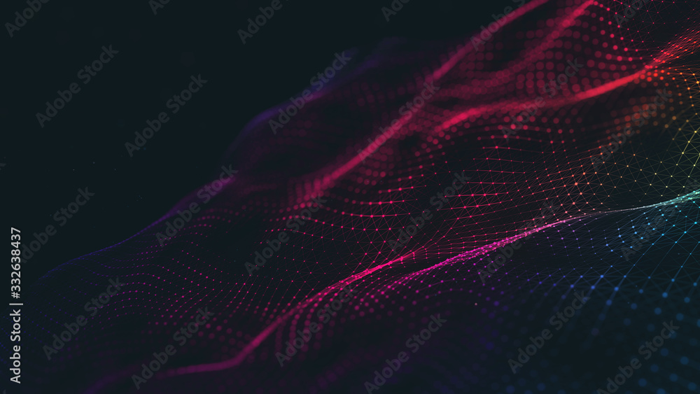 Poster abstract polygonal space low poly dark background with connecting dots and lines. connection structu