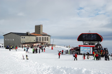 View on the Skalnate Pleso Station in the High Tatras, Slovakia.