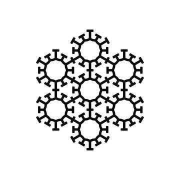 Corona virus logo template with snowflake illustration in flat design monogram symbol