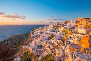Oia town cityscape at Santorini island in Greece
