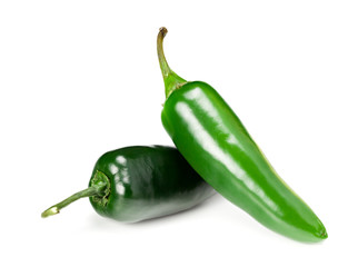 Jalapeno chile pepper isolated on white background Capsicum annuum fruits