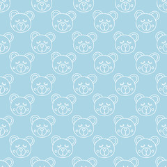bears with closed eyes hand drawn doodle style seamless pattern. decor children's textiles, wrapping paper, baby shower