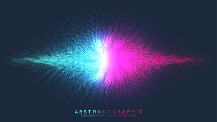 Abstract dynamic motion lines and dots background with colorful particles. Digital streaming background, wave flow. Plexus stream background. Big Data technology, vector illustration