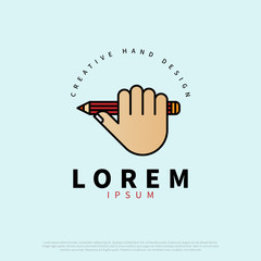 Hand holding pencil for art creative inspiration concept. Pixel-aligned, Pixel Perfect, Editable Stroke, Easy Scalablility