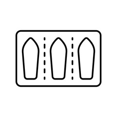 Vaginal suppositories in blister pack. Linear icon of medicine for internal use. Black simple illustration of female contraceptive, rectal treatment. Contour isolated vector image on white background
