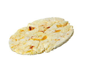 Whole grain crunchy unleavened corn bread isolated on a white background. 100 percent sharpness. The concept of healthy eating.