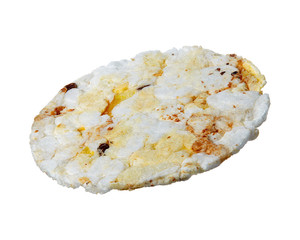 Whole- grain crunchy fresh bread from different varieties of cereals isolated on a white background. 100 percent sharpness. The concept of healthy eating.