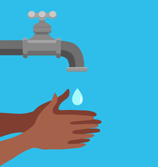 Washing hands with soap and water properly cartoon vector illustration