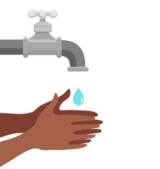 Washing hands with soap and water properly cartoon vector illustration