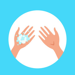 Washing hands with soap and water properly cartoon vector illustration