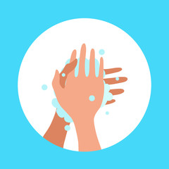 Washing hands with soap and water properly cartoon vector illustration