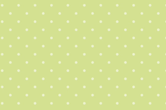 Polka dot seamless pattern. White dots on green background.