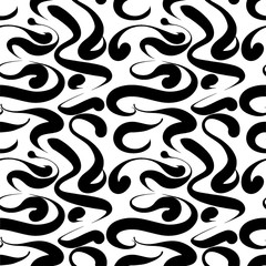 Abstract seamless background from abstract line, curve, wave. Vector seamless black and white pattern. Design for print, eps 10 textile