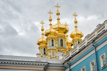 The Golden domes of Catherines Palace in Pushkin, Russia