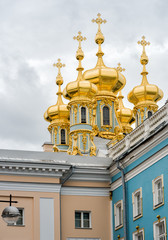 Fototapeta na wymiar The Golden domes of Catherines Palace in Pushkin, Russia