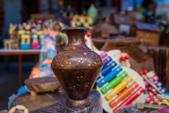 Wooden Flower Pot in a market for sale