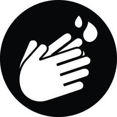 hand wash with water icon round sign circle symbol to keep hands clean
