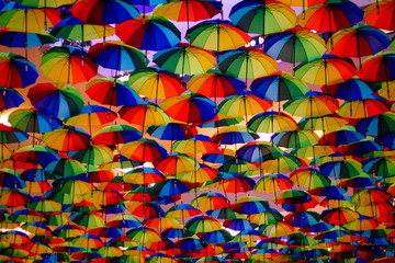 Fototapeta na wymiar colorful umbrellas hanging