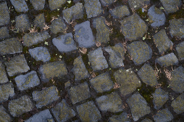 Background image of detailed texture of old paving stones