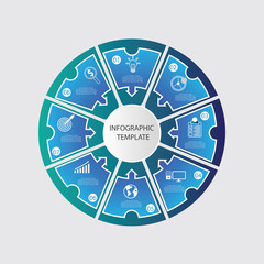 Vector circle template for infographics. Business concept with 8 options