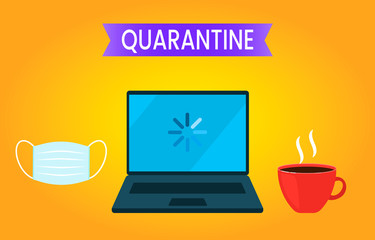 Forced quarantine due to Chinese flu virus Coronovirus Covid-19. The concept of freelance, teleworking at home, home office or training