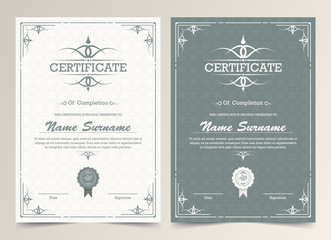 Certificate. Template diploma currency border. Award background Gift voucher. Vector illustration.	