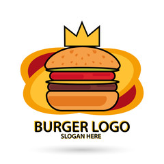 Burgers vector logo, icon and mascot fast food Flat design style. vector illustrator
