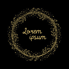 Premade logo design . Hand drawn logotype.  Botanical template. Vector and illustration.