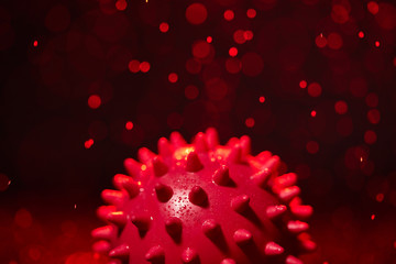 Coronavirus, COVID-19 SARS,Coronaviridae , SARS-CoV, SARSCoV, virus 2020 , MERS-CoV ,chinese virus 2019-nCoV. .Virus molecule concept on red background and water splash.