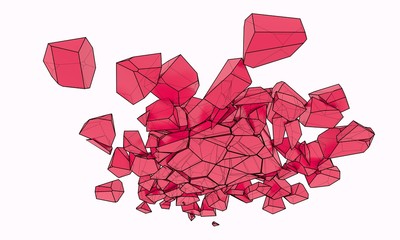 A bunch of pink stones. 3D illustration