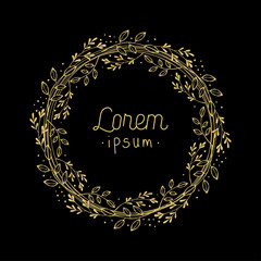 Premade logo design . Hand drawn logotype.  Botanical template. Vector and illustration.