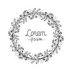 Premade logo design . Hand drawn logotype.  Botanical template. Vector and illustration.