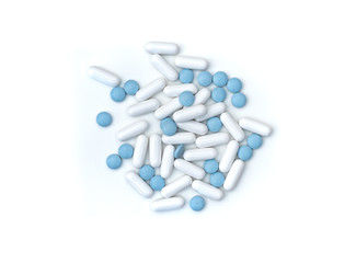 pills on white background