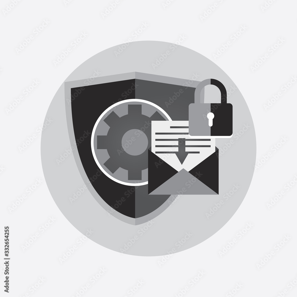 Poster data protection, file security and access rights concepts. folder, documents and shield with lock ic