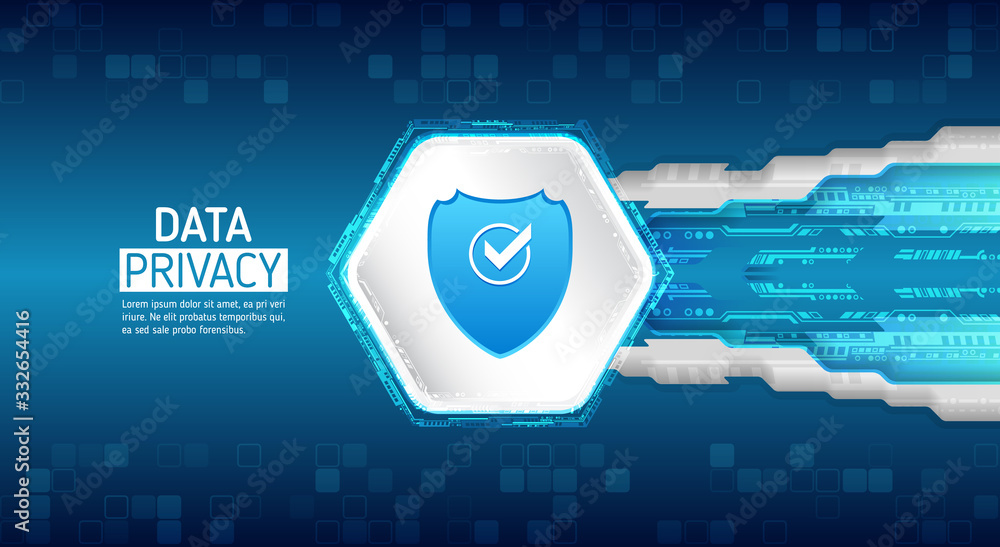 Aufkleber Future cyber technology web services for business and internet project. Concept of computer data encryption. Hi-tech vector illustration.