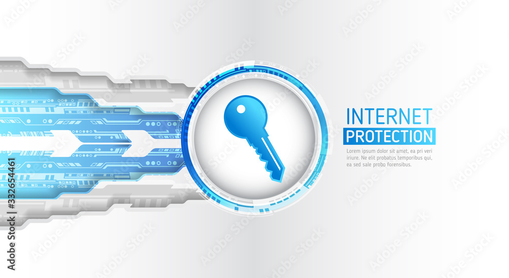 Aufkleber Cyber data security or information privacy idea. Cybersecurity and information or network protection. Futuristic vector illustration.