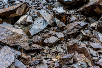 Stones in the mountains as minerals