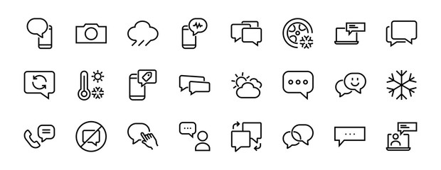 Simple set of message line vector line icons. contains icons such as conversation, SMS, notifications, group chat, and more. Editable stroke. 48x48 pixels perfect, white background