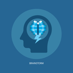 Brainstorm icon concept with human head