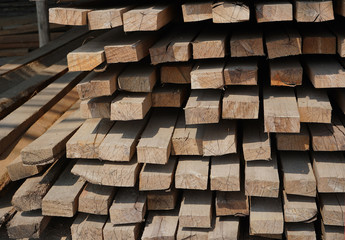Pile of plank woods for carpentry and building industry.