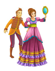 Cartoon cheerful married couple together romantic scene - illustration