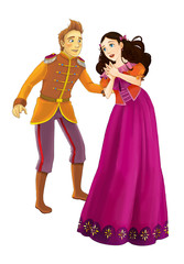 Cartoon cheerful married couple together romantic scene - illustration