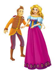 Cartoon cheerful married couple together romantic scene - illustration