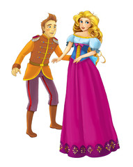 Cartoon cheerful married couple together romantic scene - illustration