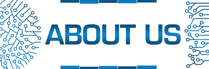 About Us Blue Circuit Circular Left Right Banner 