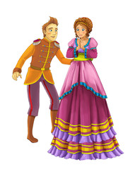 Cartoon cheerful married couple together romantic scene - illustration