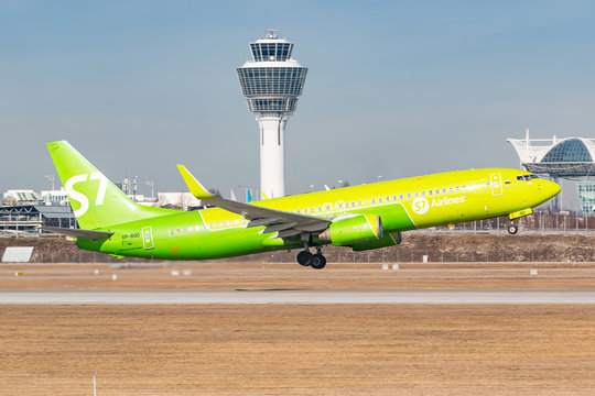 S7 Airlines Boeing 737 Airplane At Munich Airport