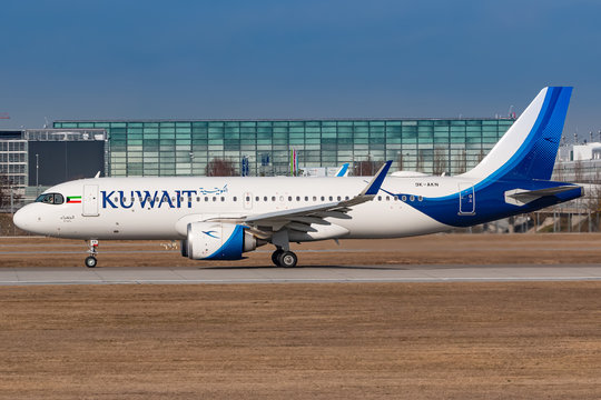 Kuwait Airways Airbus A320 Neo Airplane At Munich Airport