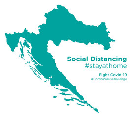 Croatia map with Social Distancing #stayathome tag